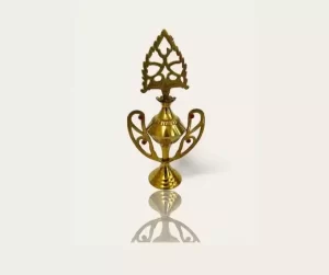 Vintage Brass Surme Dani - Large Traditional Kohl Holder with Stick, 6.7" Islamic Arabian Décor